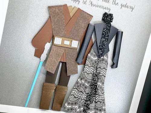 Vista 4 de Personalized Star Wars Wedding Gift, Paper First Anniversary Gift, Star Wars Valentine's Day Gift, Star Wars Bride & Groom Frame Star Wars Custom