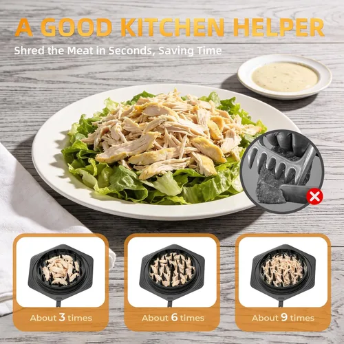 Vista 2 de Cleangor Herramienta de trituración de pollo Twist Grande, trituradora de carne libre de BPA con mango ergonómico, herramienta de trituración