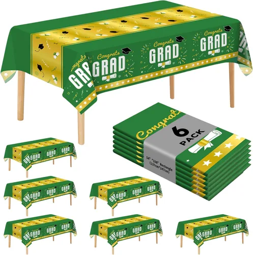 Vista 32 de Paquete de 6 manteles de plástico desechables de alta calidad de 54 x 108 pulgadas, manteles desechables para mesas de 6 a 8 pies, interiores