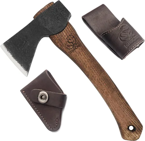 BeaverCraft Hacha de Tallado de Madera con Funda AX1 - Hachas Forjadas Bushcraft para Acampar - Hacha de Bosque Pequeña para Cortar, Dividir -