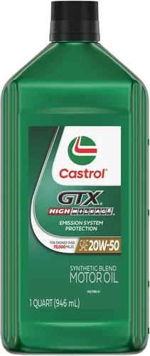 Vista 2 de Castrol GTX High Mileage 20W-50 Synthetic Blend Motor Oil, 1 Qt, Pack of 6
