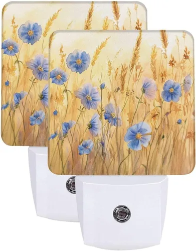 Vista 10 de Paquete de 2 luces LED de noche enchufables con diseño de calabazas de Acción de Gracias, sensor automático, hojas de otoño, juego de 2