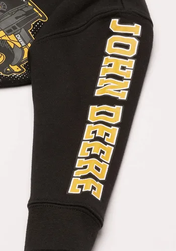 Vista 5 de John Deere Sudadera con capucha Tractor de vellón con cremallera frontal para niños pequeños, Negro