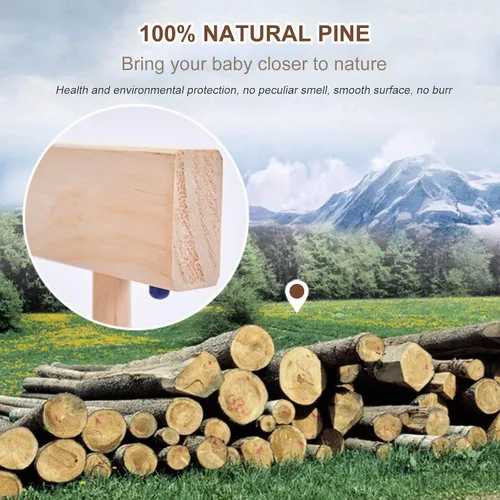 Vista 2 de Jolan Corralito para bebés de madera, fácil de instalar y quitar, corralito de seguridad para niños pequeños con puerta, cerca de centro