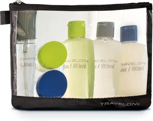 Travelon Bolsa superior con cremallera de 1 cuarto de galón con botellas, transparente, talla única, Claro, Bolsa con cremallera de 1 cuarto de