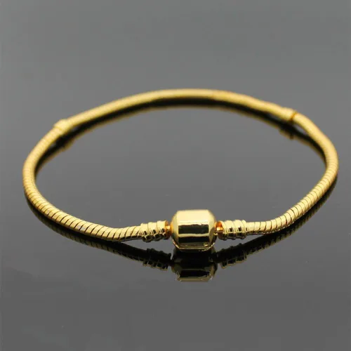 Vista 2 de RUBYCA 10pcs 6.3" Color Oro Broche Europeo Serpiente Cadena Charm Pulsera Fit Charm Beads DIY