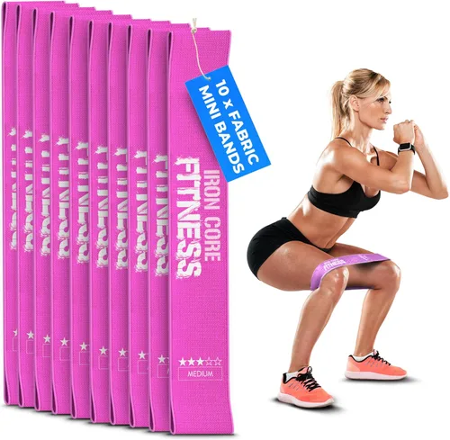 Vista 11 de Fabric Mini Resistance Bands Sets for Trainers, Bootcamp, Gym for Men and Women in Fun Colors - Ebook, Videos and Workout Chart Included by Iron