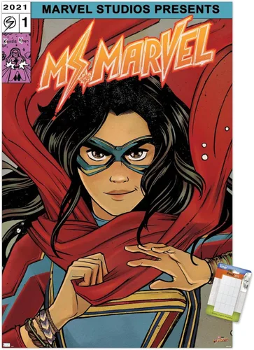 Vista 11 de Trends International Marvel Ms. Marvel - Póster de pared de cómic, 22.4 pulgadas de largo x 14.7 pulgadas, versión enmarcada en madera de granero