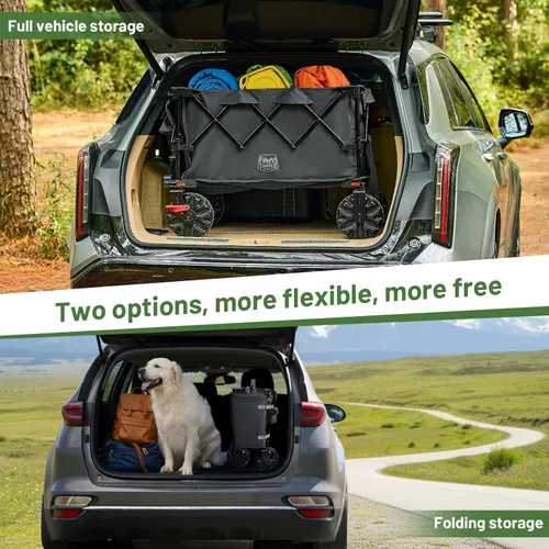 Vista 6 de Timber Ridge Carro plegable para exteriores con frenos, carrito plegable resistente con ruedas todo terreno para compras, camping, jardín, con bolsa