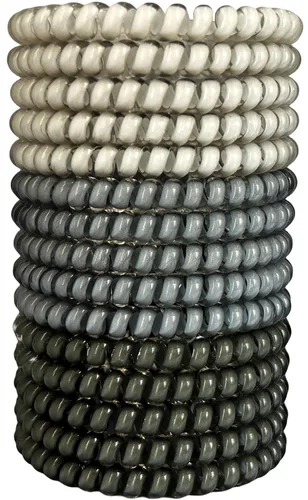 Vista 8 de 15 lazos para el cabello en espiral, sin pliegues, cable de teléfono, bobinas de plástico para el cabello en blanco