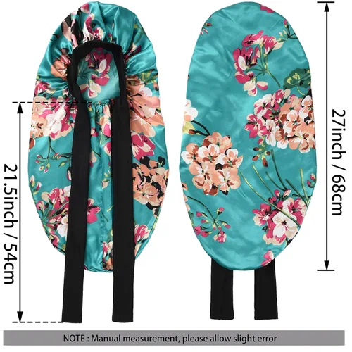 Vista 2 de 2 gorros de seda para dormir, gorro de satén trenzado con banda de corbata, gorro para dormir para mujeres y hombres, trenzas de cabello largo