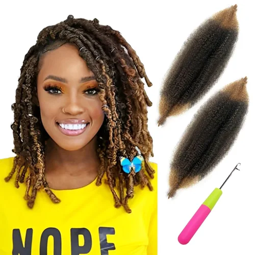 Vista 36 de 2 paquetes de cabello afro trenzado elástico de 12 pulgadas, cabello afro Spring Twist estilo Marley Twist trenzado, cabello envolvente para rastas