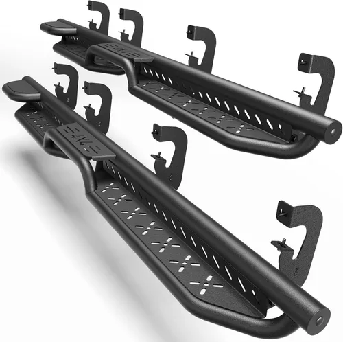 Vista 27 de Crew Cab - Estribos compatibles con Jeep Wrangler JK 2007-2018, solo 2 puertas, dos escalones, barras Nerf de acero resistente de carbono negro