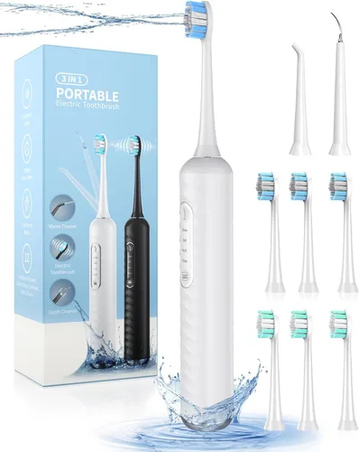 Vista 8 de UNINGOPI Cepillo de dientes eléctrico con hilo dental de agua, kit de limpieza de dientes 3 en 1 con 7 modos, combo de cepillo de dientes eléctrico