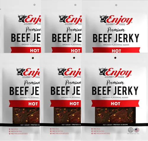 Vista 7 de Enjoy Black Beef Jerky de 16 onzas (paquete de 1) Estilo tradicional Alto en proteínas Bajo en grasa Cero grasa trans Sin conservantes