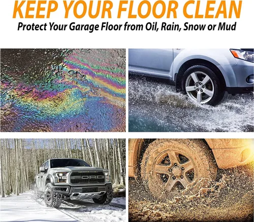 Vista 7 de ZONETECH Tapete de Contención para Nieve, Barro, Agua y Hielo de Garaje, Paquete de 2 - Calidad Premium Negro Resistente Protector de Piso