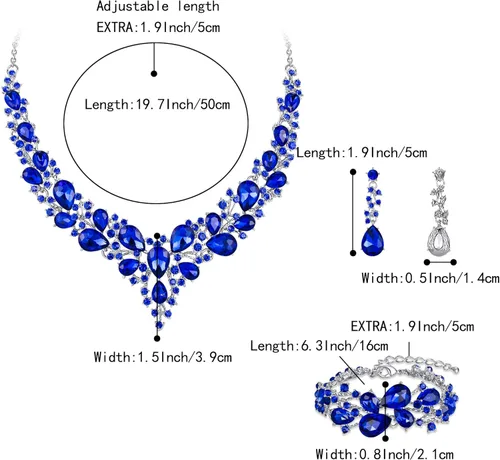 Vista 5 de BriLove - Juego de joyas de boda para mujer con cristales austriacos