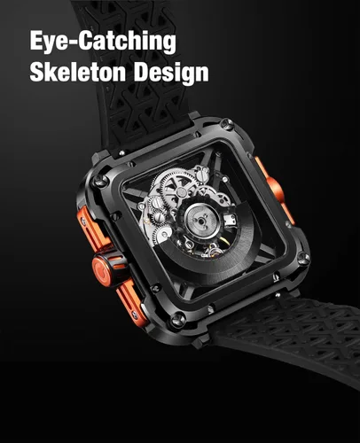 Vista 2 de CIGA Design Mechanical Automatic Watch X Series SUV Inspired Anti-Shock Design Sapphire Crystal Analog Skeleton Watches with Silicone and Nylon