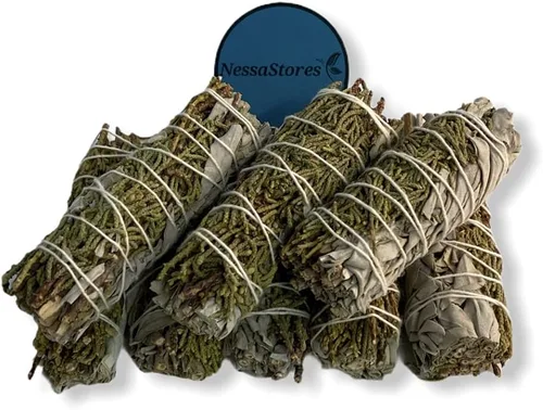 Vista 2 de NESSASTORES - Paquete de incienso de salvia blanca + enebro de 4 pulgadas #JC-206 (7 piezas)
