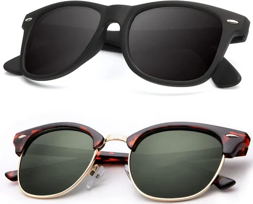 Vista 41 de KALIYADI Gafas de sol polarizadas para hombres y mujeres, marco semi sin montura, para conducir con bloqueo UV A01-(1 Pack) Tortuga Mate G15