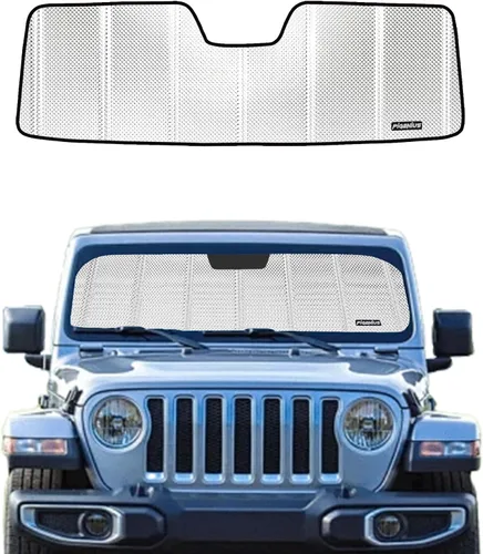 Vista 12 de Parasol para parabrisas para Jeep Wrangler JL 2018-2026, Gladiator 2020-2026, ajuste personalizado, parasol para ventana delantera, cuero