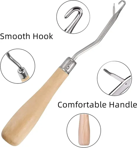 Vista 4 de Juego de 5 piezas de ganchos de pestillo curvos, ganchos de ganchillo, herramientas para trenzar el cabello, rastas de diferentes tamaños, agujas