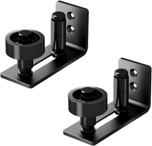 Vista 11 de Yahpetes Guía de piso inferior para puerta de granero, 1 guía de piso ajustable en forma de U, guía de pared montada para puerta de granero