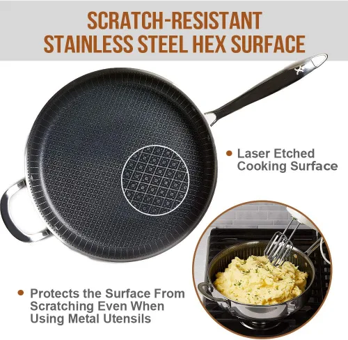 Vista 4 de Copper Chef Titan Pan - Sartenes de acero inoxidable de tres capas antiadherentes