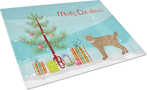 Vista 157 de Caroline's Treasures CK4739LCB Abyssinian Cat Merry Christmas Glass Cutting Board Large Decorative Tempered Glass Kitchen Cutting and Serving Board