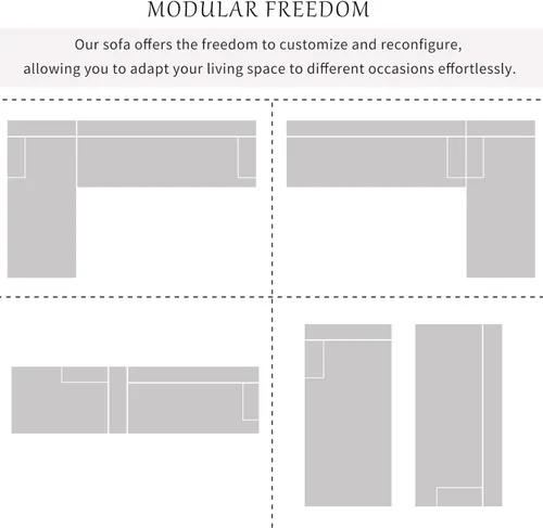 Vista 8 de Modernos sofás modulares para sala de estar, juegos de muebles modulares tapizados en forma de L de 108 pulgadas, sofá grande de combinación