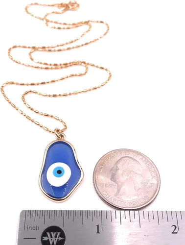 Vista 3 de Collar con colgante de cristal azul de ojo malvado para mujer, chapado en oro de 18 quilates, joyería de protección de cadena