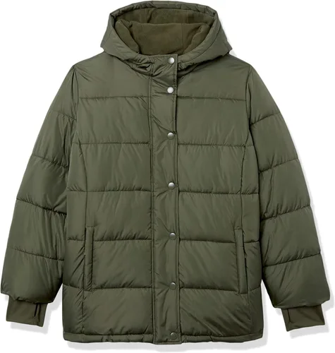 Vista 9 de Tienda Essentials - Abrigo abombado y pesado de manga larga con capucha para mujer (disponible en talla extragrande)