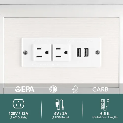 Vista 6 de Yoobure Mesa auxiliar con estación de carga, mesa auxiliar abatible con puertos USB y tomacorrientes, mesa de noche para sala de estar, dormitorio