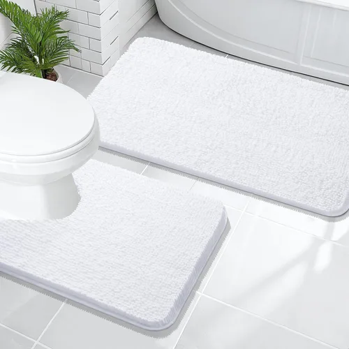 Vista 37 de OLANLY Juego de 2 alfombras de baño de felpilla suave y absorbente, antideslizantes, de secado rápido, lavables a máquina, accesorios de decoración