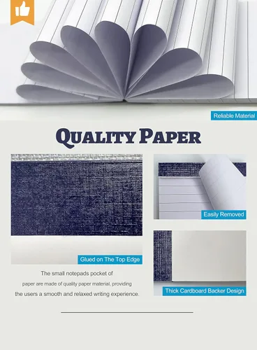 Vista 3 de Paquete de 10 blocs de notas pequeños de 3 x 5 pulgadas, bloc de notas forrado, bloc de notas de escritura con 50 hojas de papel en cada bloc, mini