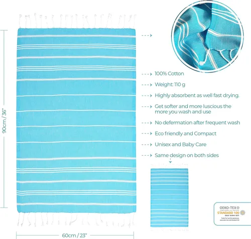 Vista 164 de Cacala Toallas de cocina 100% algodón turco, altamente absorbentes, suaves, de secado rápido, con lazo para colgar, para gimnasio, yoga, baño