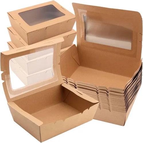 Vista 10 de SEUNMUK 30 cajas de comida marrón kraft de 40 onzas, contenedores desechables de papel kraft para llevar, recipientes de comida para llevar
