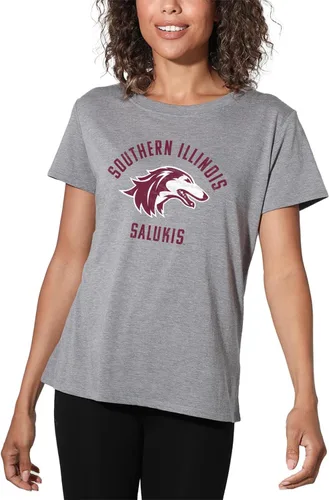 Vista 424 de Colección oficial de camisetas sueltas con logotipo desgastado grande universitario para mujer, jaspeado atlético