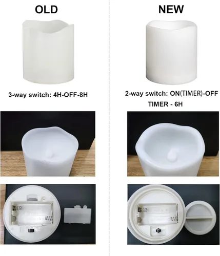 Vista 2 de Velas de pilar sin llama para interiores y exteriores, paquete de 4 velas LED eléctricas de resina plástica que funcionan con pilas, con función