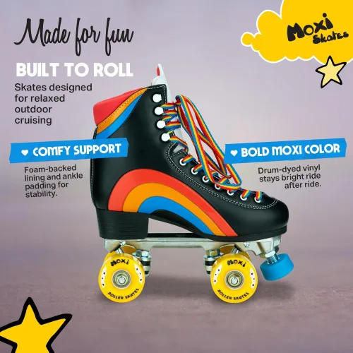 Vista 3 de Moxi Rainbow Rider - Patines de ruedas para mujer, hermosos, duraderos, de apoyo con forro acolchado, una placa resistente y ruedas suaves
