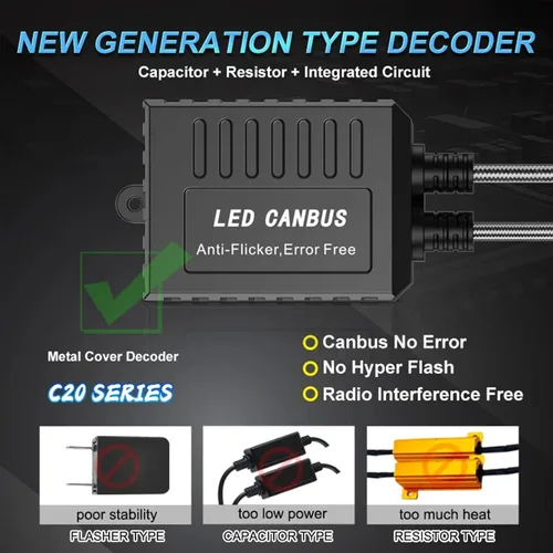 Vista 3 de SOCAL-LED 2x H4 9003 A1 Decodificador LED Canbus fuerte código de error Cancelador de advertencia Adaptador de relé anti parpadeo