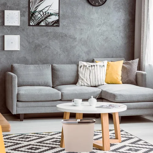 Vista 5 de Zerodeko Mini contenedores de basura dobles de plástico para cocina, 2 compartimentos, cubo de basura clasificado, cubo de basura para el hogar