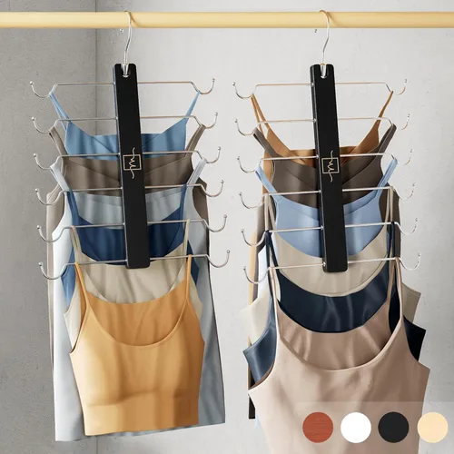 MORALVE - Perchas para camisetas sin mangas de haya europea con gancho giratorio de 360° - Paquete de 2, organizador de armario que ahorra espacio