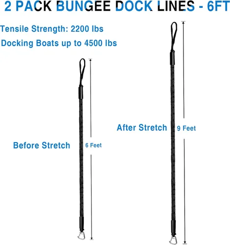 Vista 4 de Accesorios para barco de línea de muelle bungee - Pontón, moto acuática, accesorios de kayak con clip de acero inoxidable 316