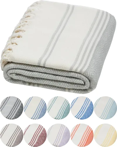 Vista 24 de DEMMEX Organic Diamond - Toalla turca de baño y playa 100% algodón turco certificado Oeko-TEX, ultra suave, de secado rápido, ligera, toalla
