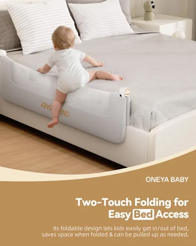 Vista 3 de Barandilla protectora para cama de bebé, riel de cama de 48 pulgadas de grosor para niños pequeños, barandillas laterales de seguridad extraaltas