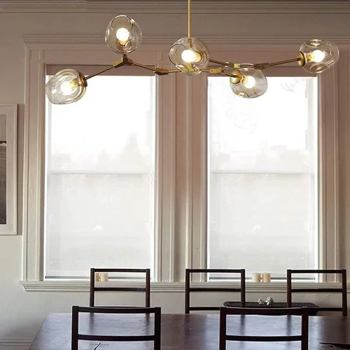 Lámpara colgante de techo, lámpara de araña transparente, lámpara colgante de sala de estar, restaurante, lámpara de bola de vidrio moderna nórdico,