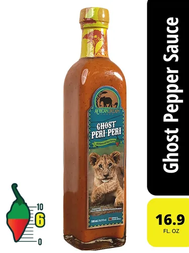 Vista 2 de Ghost Peri-Peri Salsa picante de African Dream Foods Salsa picante totalmente natural Botella de chef de 16.9 onzas líquidas
