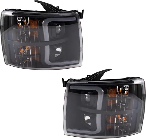 Vista 285 de TRQ Juego de Conjunto de Ensamble de Faros de 2 Piezas de Desempeño Halógeno con Marco Cromado Conductor y Lado del Pasajero Compatible con Mercedes