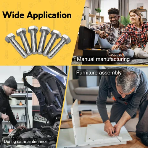 Vista 7 de 20 piezas de pernos hexagonales de 1/4-20 x 2, tornillos de tapa hexagonal de 1/4"-20, acero inoxidable 304, 5.1 cm completamente roscados, tornillo